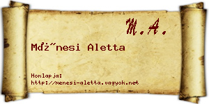 Ménesi Aletta névjegykártya
